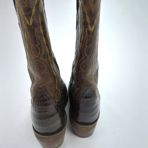 [SOLD] RARE LUCCHESE CLASSICS x KEMOSABE Sz 9 ALLIGATOR BELLY BOOTS Brown - Picture 5 of 9